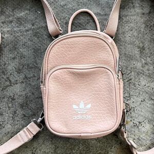 Adidas Mini Backpack Faux Leather Neutral Pink Bag